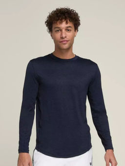 Wilson - Men Navy Blue Solid Full Sleeves T-shirt