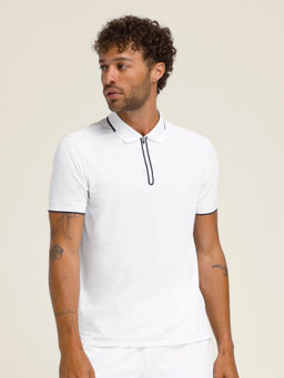 Wilson - Men White Solid Zipper Polo T-shirt