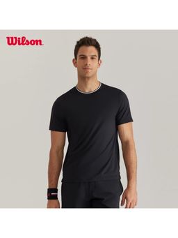 Wilson - Men Black Half Sleeves Tennis T-shirt