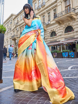 Odette - Multi-Color Saree with Unstitched Blouse