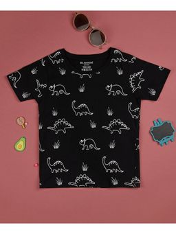 Be Awara - Dino Pattern Half Sleeves Kids T-shirt Black