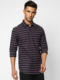 Jack & Jones - Blue Striped Print Full Sleeves Shirt