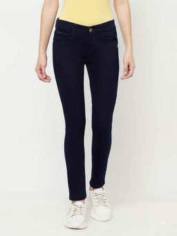 CRIMSOUNE CLUB - Women Navy Blue Solid Ankle Length Jeans