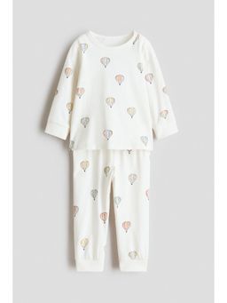 H&M - Unisex White Printed Cotton Pyjamas And Top