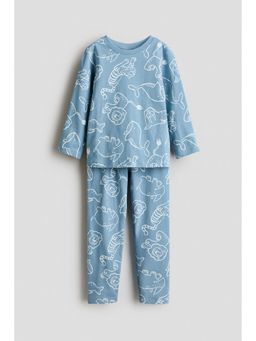 H&M - Boys Blue Patterned Jersey Pyjamas With Top