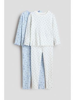 H&M - Girls White 2-Pack Jersey Pyjamas With Top