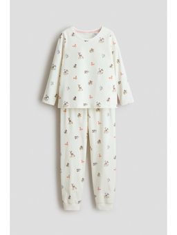 H&M - Girls White Printed Cotton Pyjamas And Top