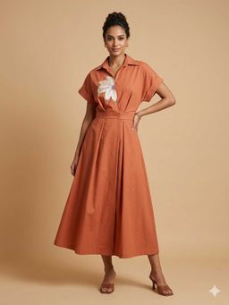 Amoh - Peach Trench Dress
