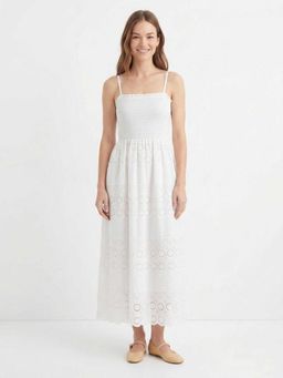 Scoup - White Cotton Schiffli Dress
