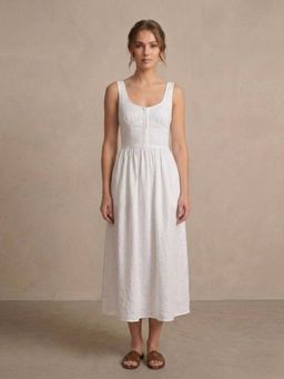 Scoup - Cotton Linen White Long Dress