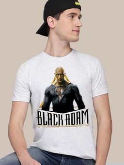 Free Authority - Young Men Black Adam Printed Grey Melange T-Shirt