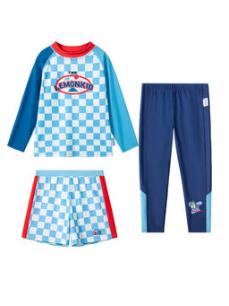 Little Surprise Box - Blue Checks T-Shirt, Shorts and Pant with Wash Bag (Set of 4)