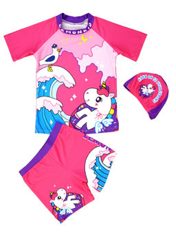 Little Surprise Box - Pink Printed T-Shirt, Shorts and Cap with Wash Bag (Set of 4)