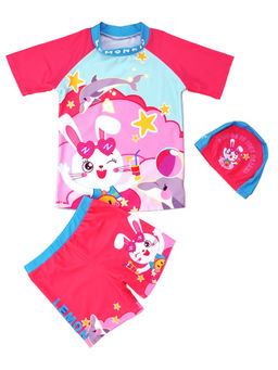 Little Surprise Box - Pink Printed T-Shirt, Shorts and Cap with Wash Bag (Set of 4)