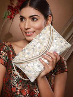 Aatmana - Ivory Floral Bloom Premium Clutch