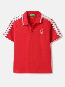 United Colors of Benetton - Red Relaxed Fit Solid Polo T-shirt