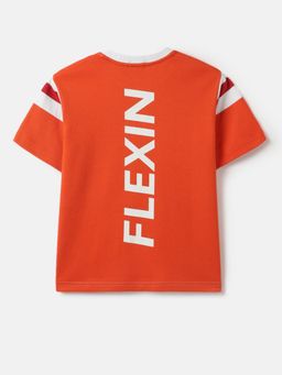 United Colors of Benetton - Orange Relaxed Fit Round Neck Striped T-shirt