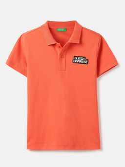 United Colors of Benetton - Orange Regular Fit Solid Polo T-shirt