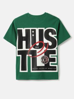 United Colors of Benetton - Green Relaxed Fit Round Neck Typography Printed T-shirt