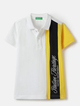 United Colors of Benetton - White Regular Fit Embroidered Polo T-shirt