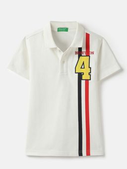 United Colors of Benetton - White Regular Fit Printed Polo T-shirt