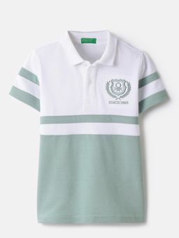 United Colors of Benetton - White Regular Fit Colorblock Polo T-shirt