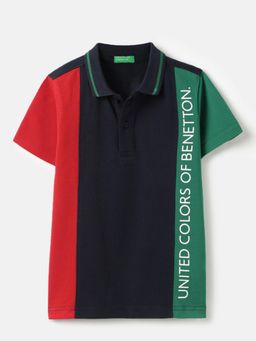 United Colors of Benetton - Multi-Color Regular Fit Colorblocked Polo T-shirt
