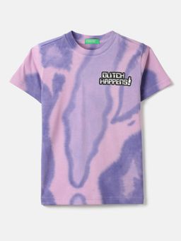 United Colors of Benetton - Lavender Regular Fit Round Neck Typography Printed T-shirt