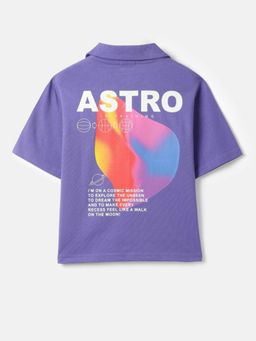 United Colors of Benetton - Lavender Boxy Fit Typography Printed Polo T-shirt