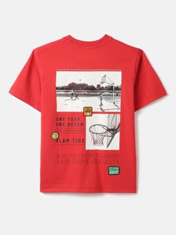 United Colors of Benetton - Red Relaxed Fit Round Neck Graphic Printed T-shirt