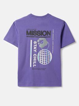 United Colors of Benetton - Lavender Relaxed Fit Round Neck Typography Printed T-shirt