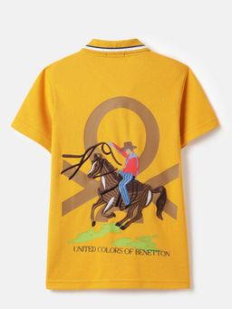 United Colors of Benetton - Yellow Boxy Fit Embroidered Polo T-shirt