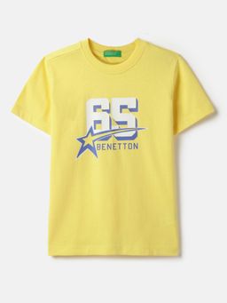 United Colors of Benetton - Yellow Regular Fit Round Neck Printed T-shirt