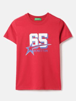 United Colors of Benetton - Red Regular Fit Round Neck Printed T-shirt