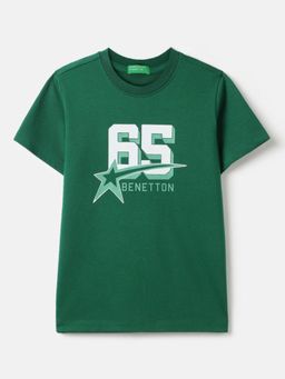 United Colors of Benetton - Green Regular Fit Round Neck Printed T-shirt