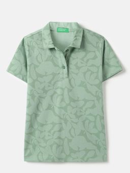 United Colors of Benetton - Green Regular Fit Printed Polo T-shirt