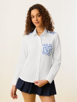 The Souled Store - Women Statement: White Moon Relaxed Shirt