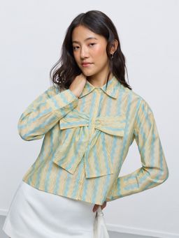 The Souled Store - Women Originals: Polar Bow Yellow Relaxed Shirt