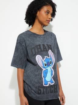 max - Women Grey Stitch Graphic Printed T-shirt