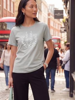 max - Women Grey Printed T-shirt