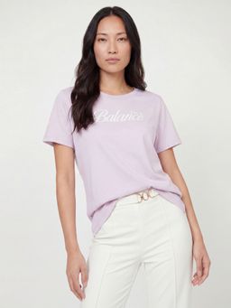 max - Women Lavender Typography T-shirt