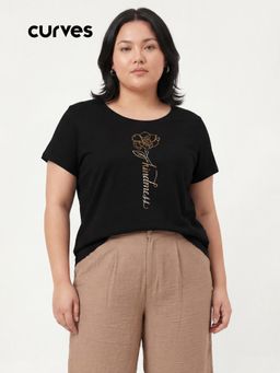 max - Women Black Printed T-shirt