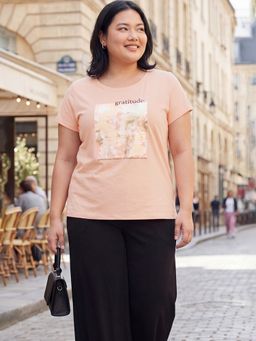max - Women Pink Metallic Printed T-shirt