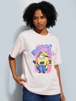 max - Women White Minion Boxy T-shirt