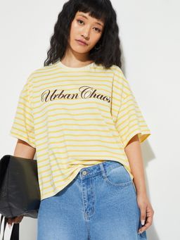 max - Women White Striped T-shirt