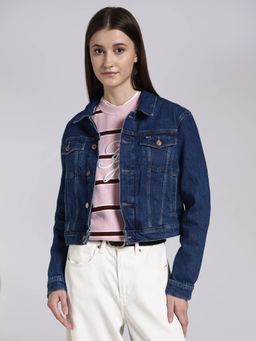 Tommy Hilfiger - Women Blue Slim Fit Cotton Spread Collar Denim Jacket