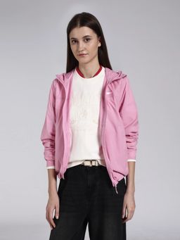 Tommy Hilfiger - Women Pink Regular Fit Nylon Hooded Neck Windcheater Jacket