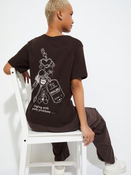 max - Women Brown Alaya F X Printed Relaxed Fit T-shirt
