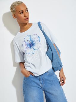 max - Women Blue Alaya F X Print Relaxed Fit T-shirt