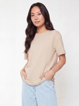 max - Women Beige Textured T-shirt